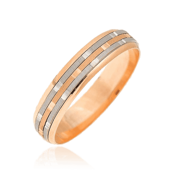 Комбинированное обручальное кольцо 585 пробы 036762 детальное изображение ювелирного изделия Золотые кольца Комбинированное обручальное кольцо 585 пробы 036762 детальное изображение ювелирного изделия Золотые кольца