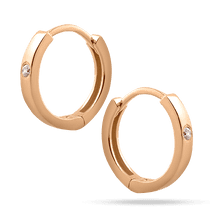 обзорное фото Золотые серьги-кольца с фианитом 034240  Золотые серьги