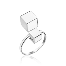 обзорное фото Серебряное кольцо Кубики без камней 035887  Серебряные кольца