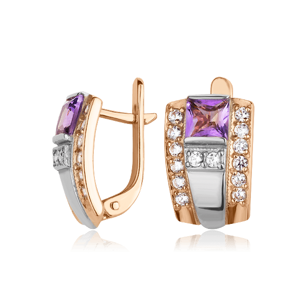 Золоті сережки з аметистом 102244 детальне зображення ювелірного виробу