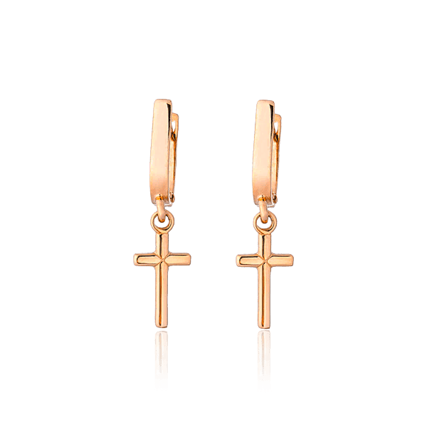Золотые серьги с крестиком 029179 детальное изображение ювелирного изделия Золотые серьги без вставок Золотые серьги с крестиком 029179 детальное изображение ювелирного изделия Золотые серьги без вставок