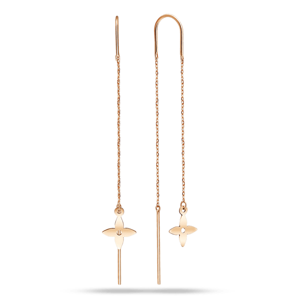 Золотые сережки-протяжки цветок с палочкой 040280 детальное изображение ювелирного изделия Золотые серьги без вставок Золотые сережки-протяжки цветок с палочкой 040280 детальное изображение ювелирного изделия Золотые серьги без вставок