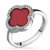 обзорное фото Серебряное кольцо с красным агатом 038365  Серебряные кольца со вставками