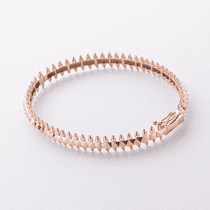 обзорное фото Массивный жесткий браслет "Клеш" в красном золоте без вставок 040953  Золотые браслеты без камней