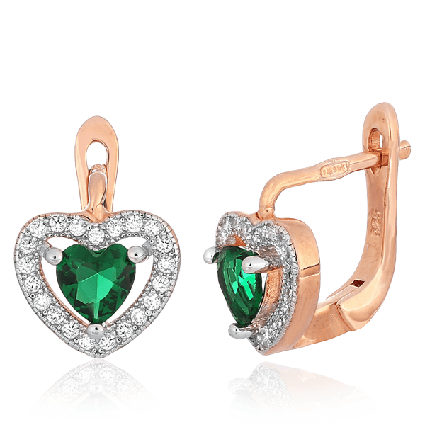 Серебряные серьги Сердце с фианитами 024862 детальное изображение ювелирного изделия Серьги с позолотой