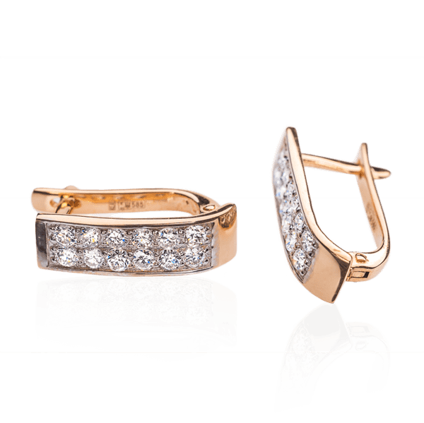 Золоті сережки з діамантом Circinus E0297 детальне зображення ювелірного виробу