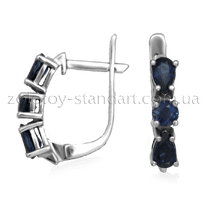 обзорное фото Золотые серьги с сапфирами 21022/1 Золотые серьги с сапфиром обзорное фото Золотые серьги с сапфирами 21022/1  Золотые серьги с сапфиром