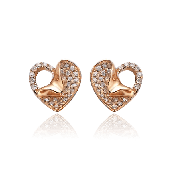 Серьги из красного золота Сердечка с бриллиантами 029880 детальное изображение ювелирного изделия Золотые серьги
