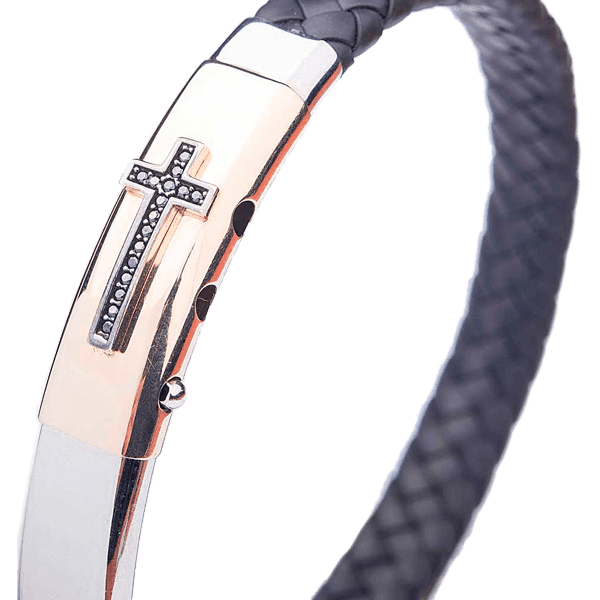 Золотой браслет с каучуком. Фото Золотой браслет с каучуком. Фото