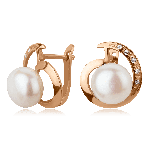 Золотые серьги с жемчугом 572412 детальное изображение ювелирного изделия Золотые серьги с жемчугом