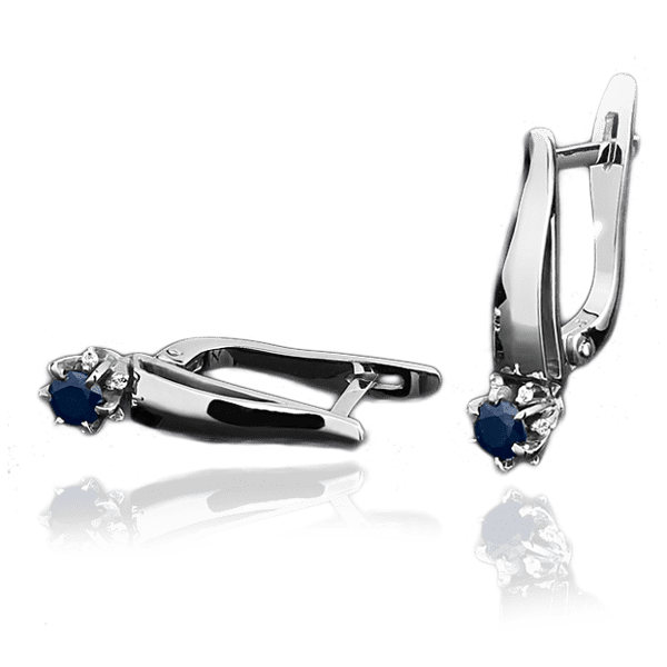 Серьги из белого золота с сапфирами и бриллиантами 023103 детальное изображение ювелирного изделия Золотые серьги с сапфиром Серьги из белого золота с сапфирами и бриллиантами 023103 детальное изображение ювелирного изделия Золотые серьги с сапфиром