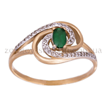 обзорное фото Золотое кольцо с изумрудом и бриллиантами 12226  Золотые кольца с изумрудом