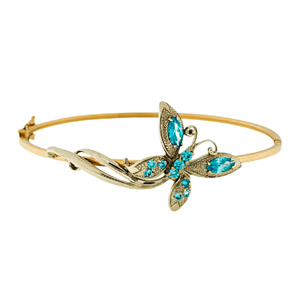Золотой браслет жесткий с фианитами 820037 детальное изображение ювелирного изделия Золотой браслет кольцом