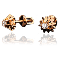 обзорное фото Серьги из красного золота с бриллиантами 023109  Золотые серьги с бриллиантами