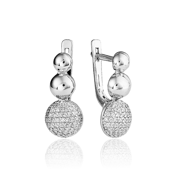 Серебряные серьги сферы с фианитами 036470 детальное изображение ювелирного изделия Серебряные серьги Серебряные серьги сферы с фианитами 036470 детальное изображение ювелирного изделия Серебряные серьги