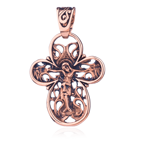 Золотой крестик с покрытием чернение 024648 детальное изображение ювелирного изделия Золотые крестики православные