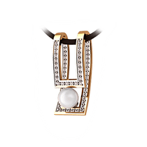 обзорное фото Золотой подвес 160213 Золотые кулоны с жемчугом обзорное фото Золотой подвес 160213  Золотые кулоны с жемчугом