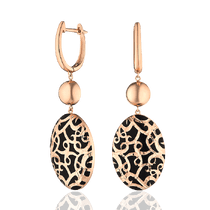 обзорное фото Элегантные золотые серьги подвески с эмалью 032504 Золотые серьги с эмалью обзорное фото Элегантные золотые серьги подвески с эмалью 032504  Золотые серьги с эмалью