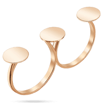 обзорное фото Оригинальное двойное кольцо с глянцевыми монетками в красном золоте 039892 Золотые кольца без вставок обзорное фото Оригинальное двойное кольцо с глянцевыми монетками в красном золоте 039892  Золотые кольца без вставок