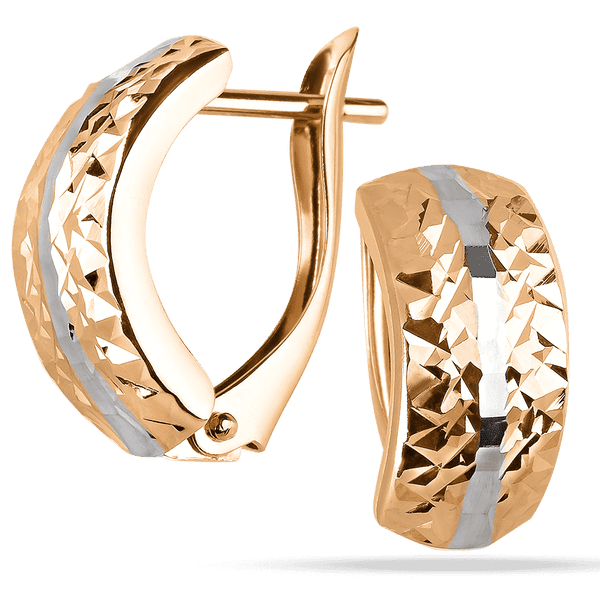 Серьги в комбинированном золоте с гравировкой 038878 детальное изображение ювелирного изделия Золотые серьги без вставок Серьги в комбинированном золоте с гравировкой 038878 детальное изображение ювелирного изделия Золотые серьги без вставок