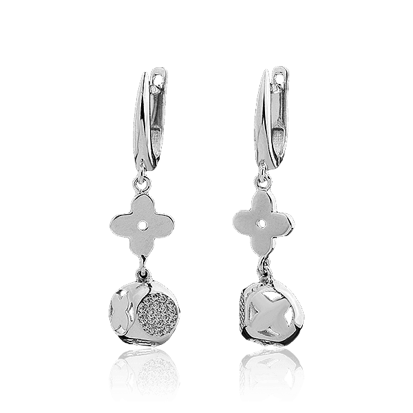 Золотые серьги клевер Золотые серьги клевер