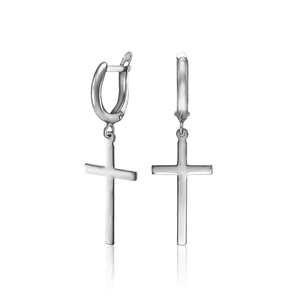 Серебряные серьги крестики без вставок на английском замке 034323 детальное изображение ювелирного изделия Серебряные серьги Серебряные серьги крестики без вставок на английском замке 034323 детальное изображение ювелирного изделия Серебряные серьги