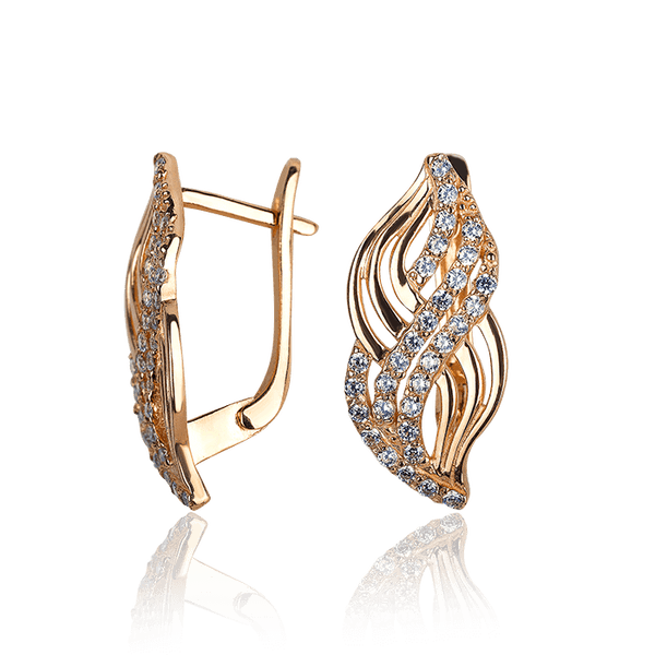 Серьги из красного золота с фианитами 031944 детальное изображение ювелирного изделия Золотые серьги с фианитом Серьги из красного золота с фианитами 031944 детальное изображение ювелирного изделия Золотые серьги с фианитом