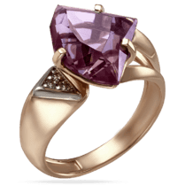 обзорное фото Золотое кольцо женское с александритом и фианитами 033958  Золотые кольца
