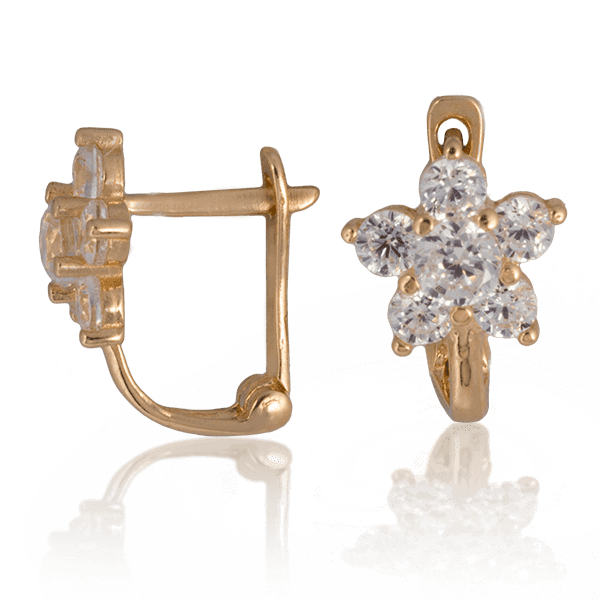 Золотые детские серьги Цветок 024345 детальное изображение ювелирного изделия Серьги с камнями Золотые детские серьги Цветок 024345 детальное изображение ювелирного изделия Серьги с камнями