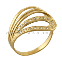 обзорное фото Золотое кольцо с цирконием 368717  Золотые кольца с фианитом