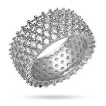 обзорное фото Серебряное широкое кольцо с 5 рядами фианитов 040163  Серебряные кольца с фианитом