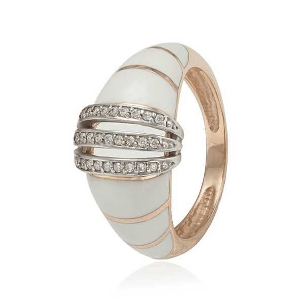 Золота каблучка з фіанітами і емаллю 028602 детальне зображення ювелірного виробу Золота каблучка з фіанітами і емаллю 028602 детальне зображення ювелірного виробу