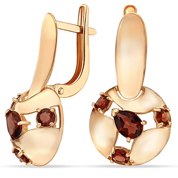 Золотые серьги с гранатом 038839 детальное изображение ювелирного изделия Золотые серьги с гранатом Золотые серьги с гранатом 038839 детальное изображение ювелирного изделия Золотые серьги с гранатом