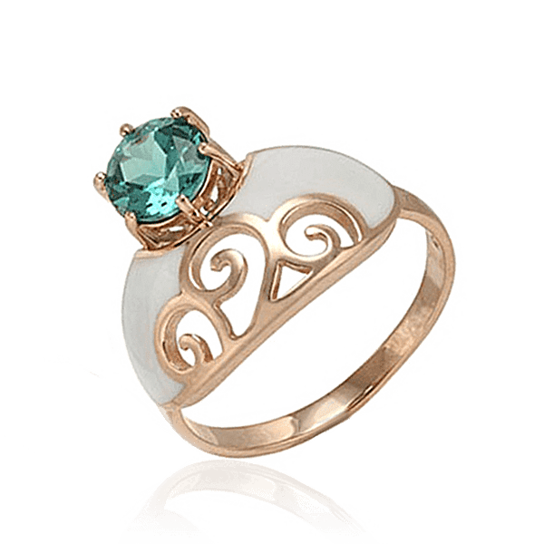 Золотое кольцо с кварцем и белой эмалью 028572 детальное изображение ювелирного изделия Золотые кольца с кварцем