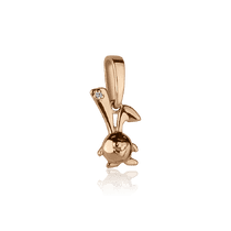 обзорное фото Золотой подвес Зайчик с фианитом 028106 Детские подвески золотые обзорное фото Золотой подвес Зайчик с фианитом 028106  Детские подвески золотые