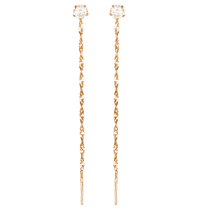 обзорное фото Золотые серьги цепочки с фианитом 024046 Золотые серьги с фианитом обзорное фото Золотые серьги цепочки с фианитом 024046  Золотые серьги с фианитом