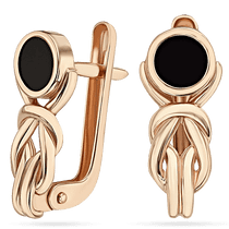 обзорное фото Золотые серьги повседневные с агатом 035248 Золотые серьги обзорное фото Золотые серьги повседневные с агатом 035248  Золотые серьги