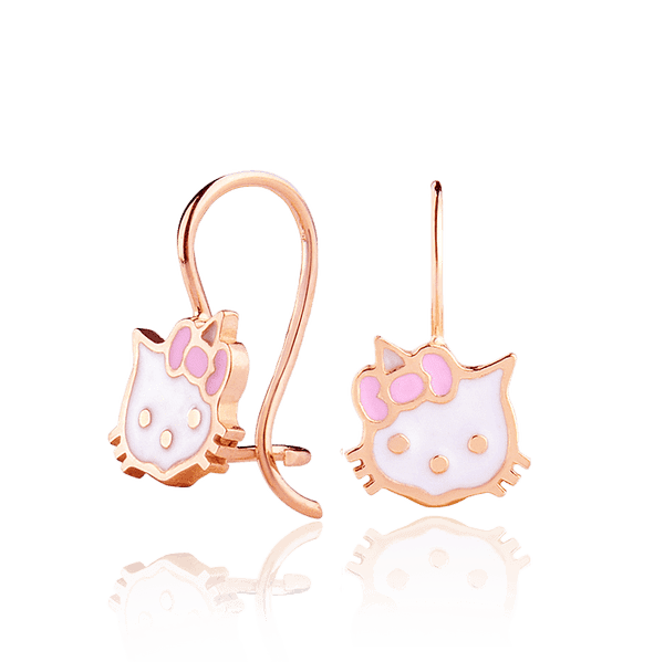 Золотые серьги с эмалью Китти 031422 детальное изображение ювелирного изделия Серьги без камней Золотые серьги с эмалью Китти 031422 детальное изображение ювелирного изделия Серьги без камней