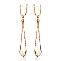 обзорное фото Серьги подвески из красного золота Сердечко 035862 Золотые серьги обзорное фото Серьги подвески из красного золота Сердечко 035862  Золотые серьги