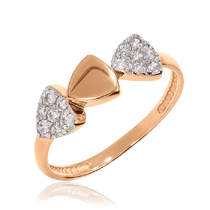 оглядове фото Золота каблучка трикутники з фіанітами 032264