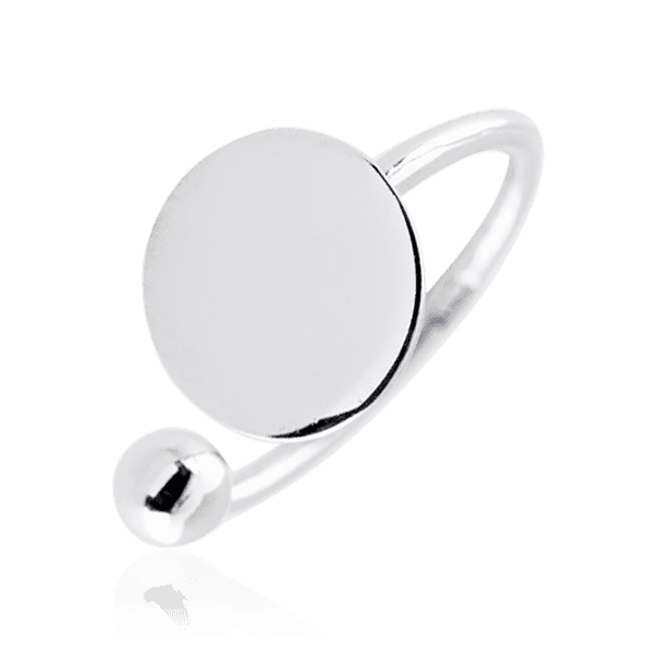 Серебряное кольцо глянцевый диск и шарик 035622 детальное изображение ювелирного изделия Серебряные кольца