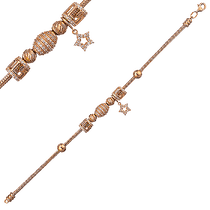 обзорное фото Эксклюзивный золотой браслет Бусины с фианитами 032336 Женские золотые браслеты обзорное фото Эксклюзивный золотой браслет Бусины с фианитами 032336  Женские золотые браслеты