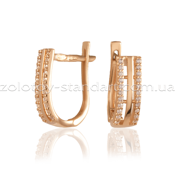 Золотые серьги 9200044 детальное изображение ювелирного изделия Золотые серьги с фианитом