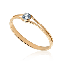 обзорное фото Золотое кольцо для помолвки с фианитом 034505 Золотые кольца обзорное фото Золотое кольцо для помолвки с фианитом 034505  Золотые кольца