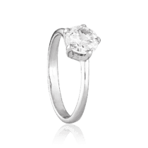 обзорное фото Серебряное кольцо с одним фианитом 036458  Серебряные кольца