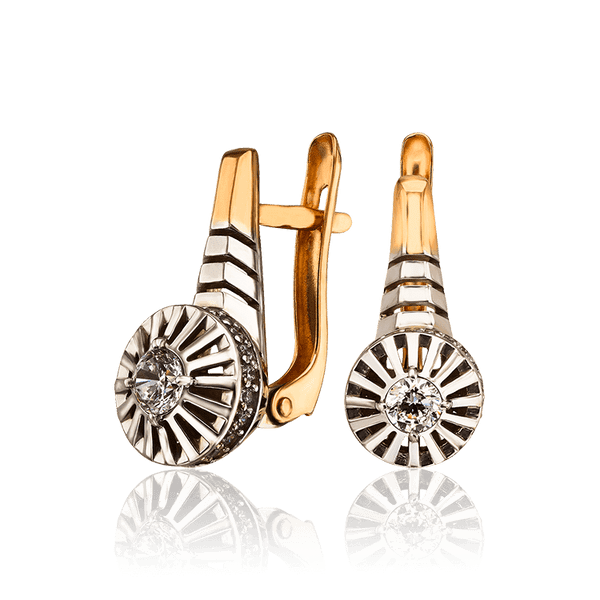 Золотые серьги с фианитами Клеопатра 032546 детальное изображение ювелирного изделия Золотые серьги Золотые серьги с фианитами Клеопатра 032546 детальное изображение ювелирного изделия Золотые серьги