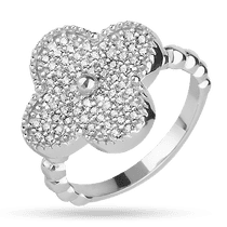 оглядове фото Срібна каблучка в стилі VAN CLEEF з фіанітами 027935