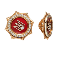 обзорное фото Золотой значок МВД Украины с фианитами и эмалью 026487  Золотые значки