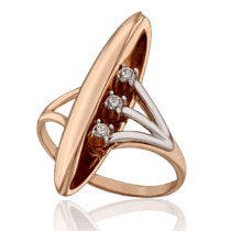 обзорное фото Золотое кольцо с фианитами Лорен 033357  Золотые кольца
