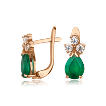 обзорное фото Золотые серьги с халцедоном 510020 Золотые серьги с халцедоном обзорное фото Золотые серьги с халцедоном 510020  Золотые серьги с халцедоном